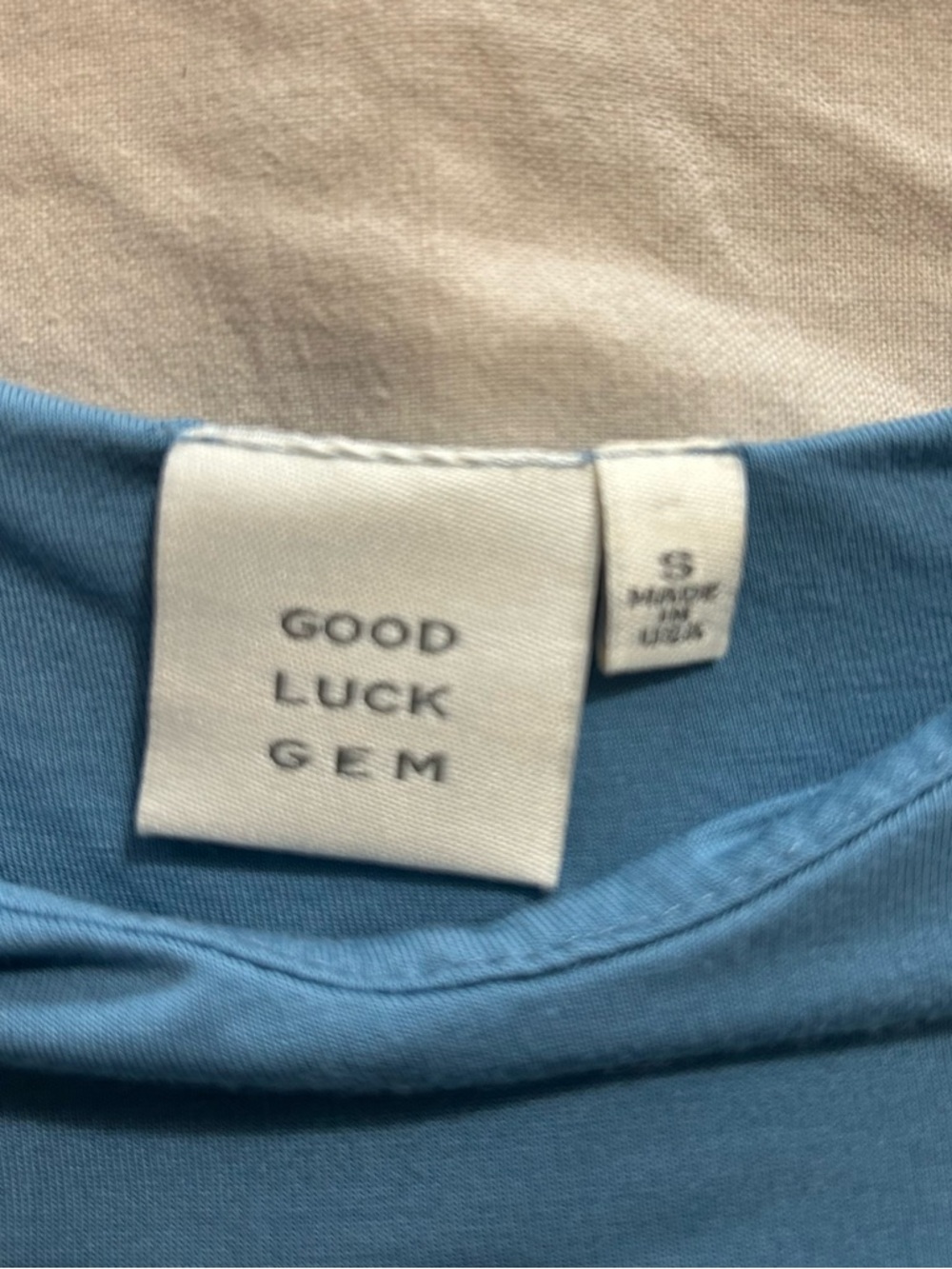 Good Luck Gem Dusty Blue Cold-Shoulder Tank - Picture 5 of 9